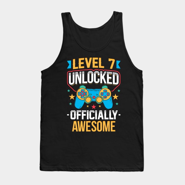 Level 7 Unlocked Officially Awesome 7th Birthday Tank Top by aneisha